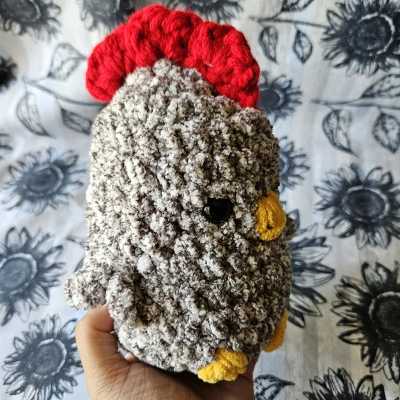 Crochet Black Speckled Rooster Amigurumi Plushie - Picture 14 of 16